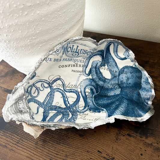 Large Blue Octopus Oyster Shell One-of-a-Kind