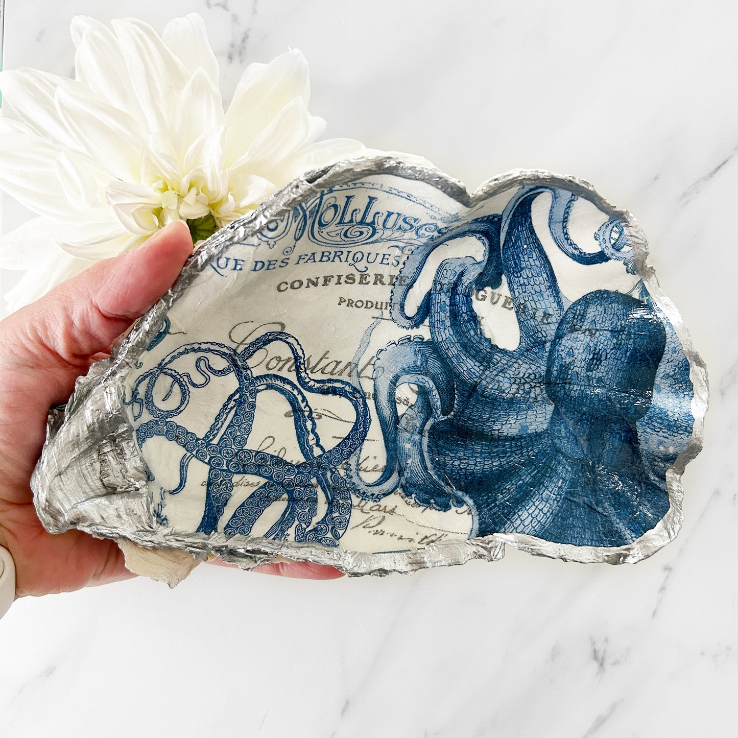 Large Blue Octopus Oyster Shell One-of-a-Kind