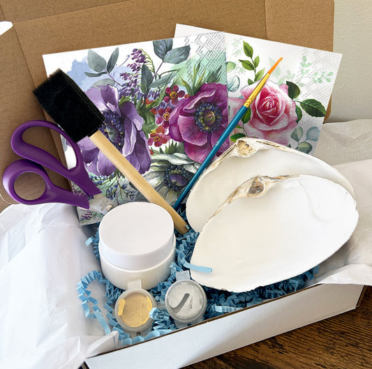 DIY Clam Shell Decoupage Mini Kit - Floral