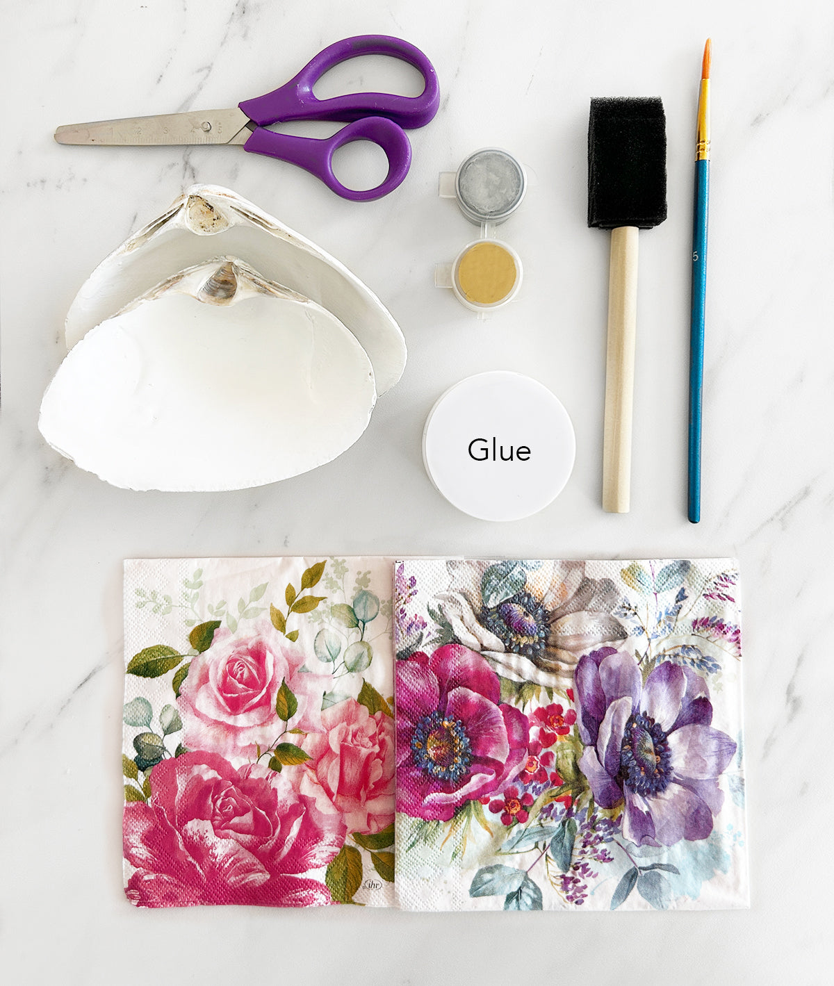 DIY Clam Shell Decoupage Mini Kit - Floral