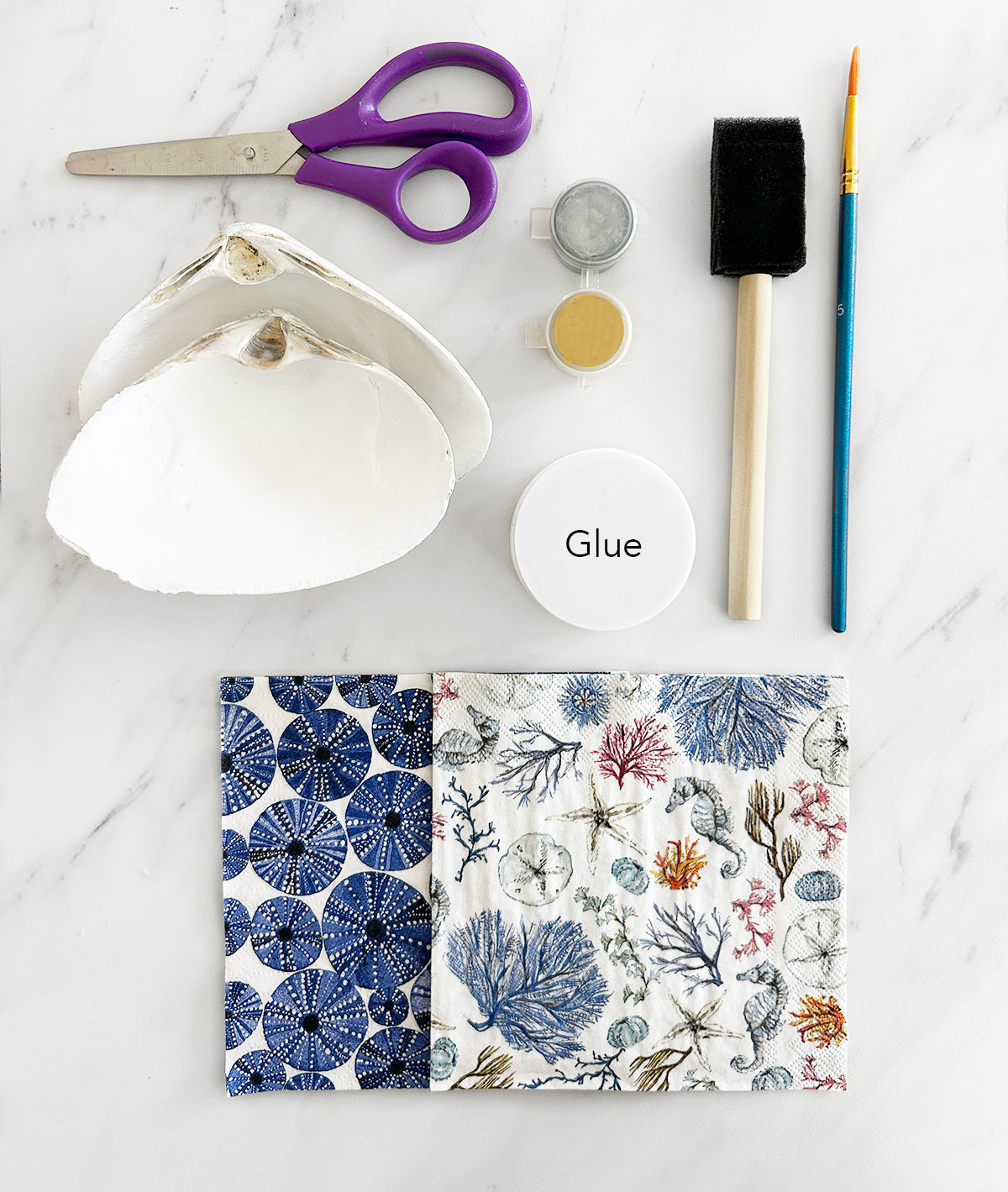 DIY Clam Shell Decoupage Mini Kit - Ocean Life
