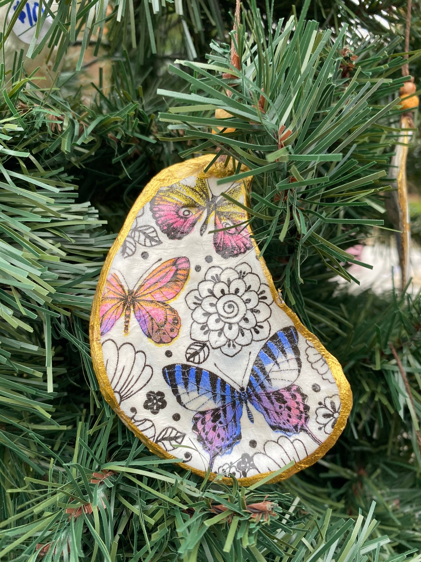 Oyster Shell Christmas Ornaments Custom Order Request, Made to order, Decoupage Seashell Christmas Ornament