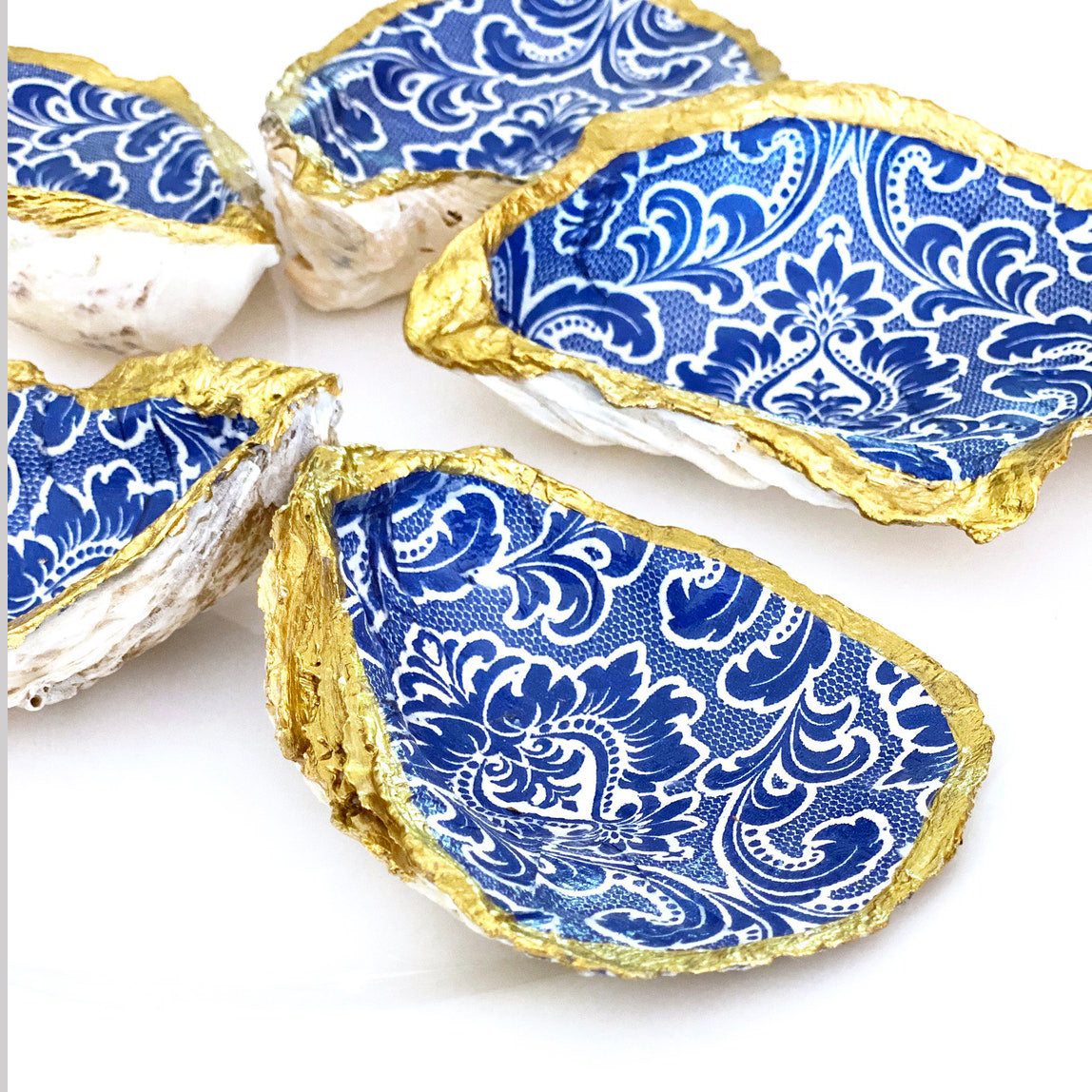 Royal Blue Ornate Oyster Shell Trinket Ring dish