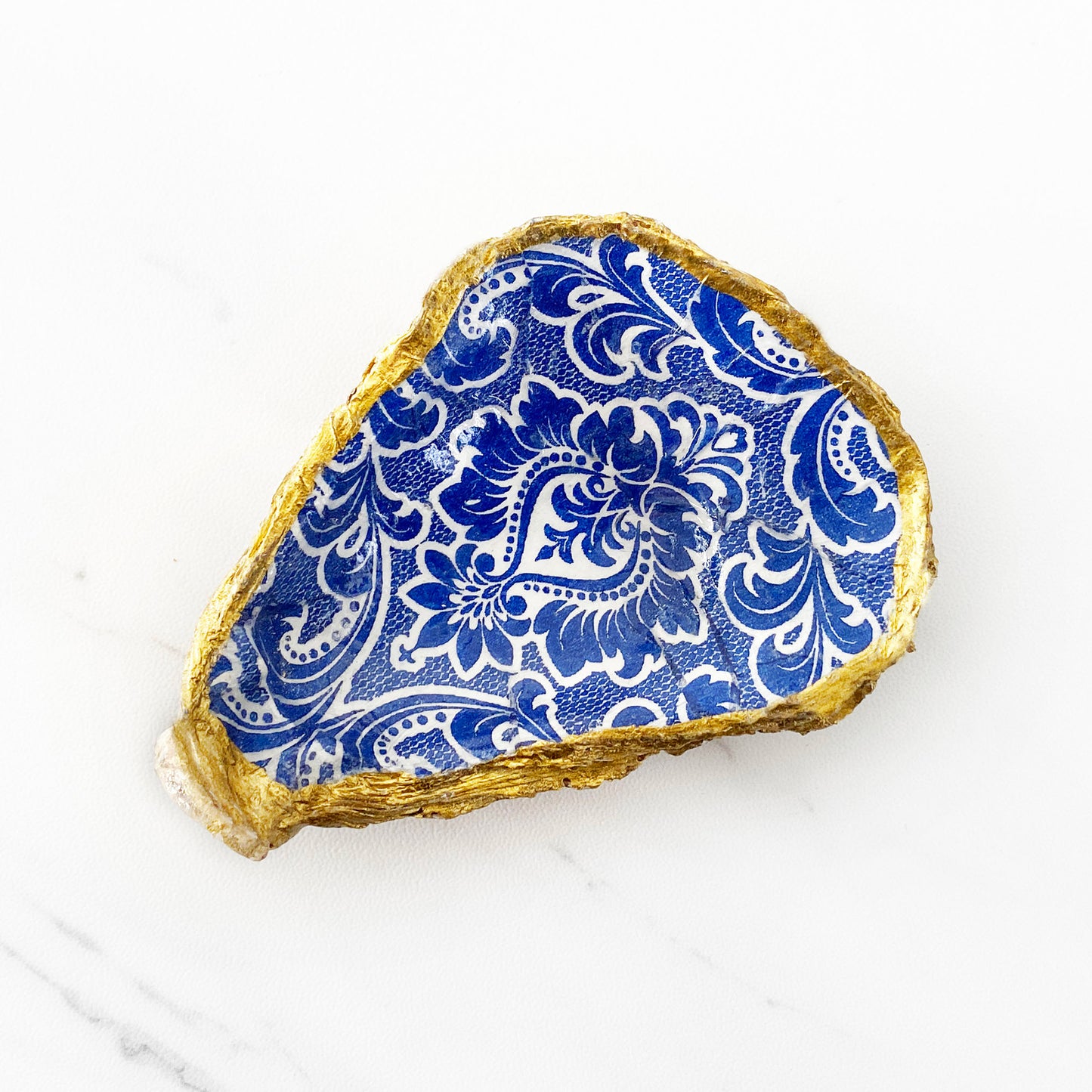 Royal Blue Ornate Oyster Shell Trinket Ring dish