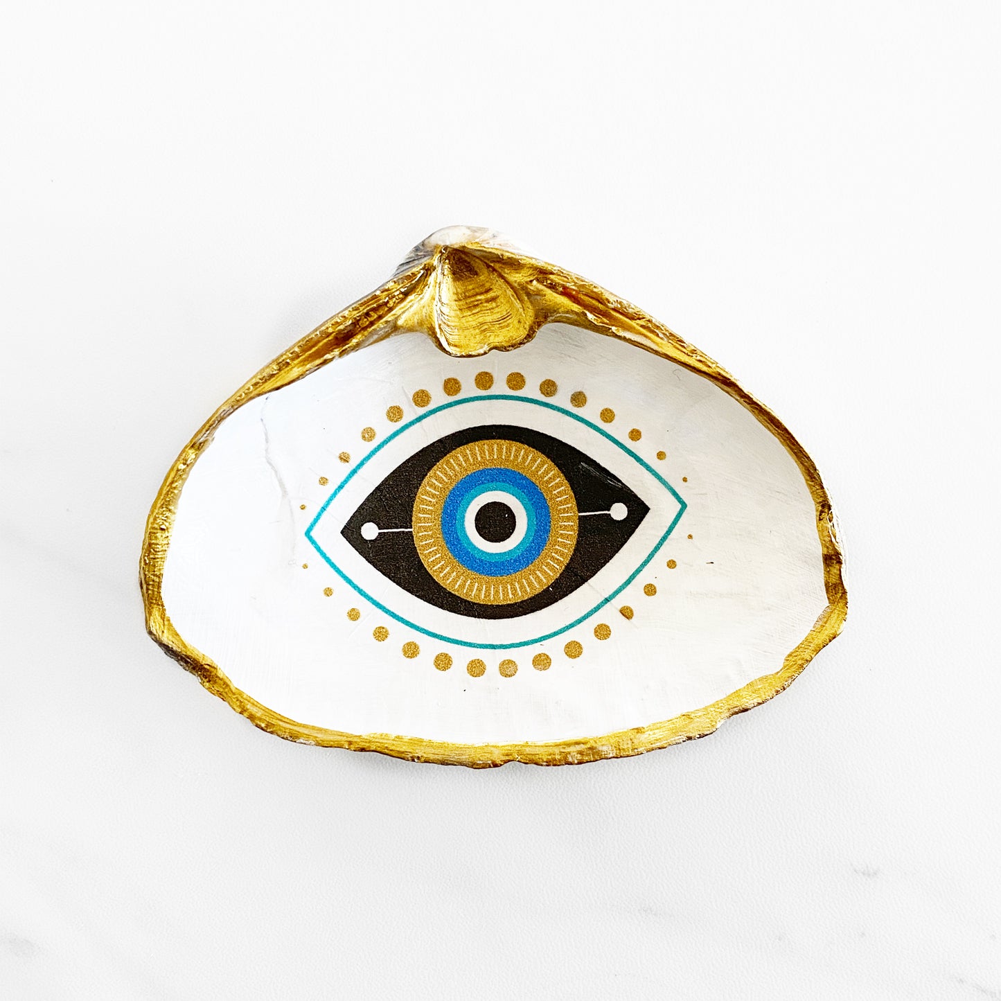 Evil Eye Protection Eye Trinket Clam Shell Ring Dish