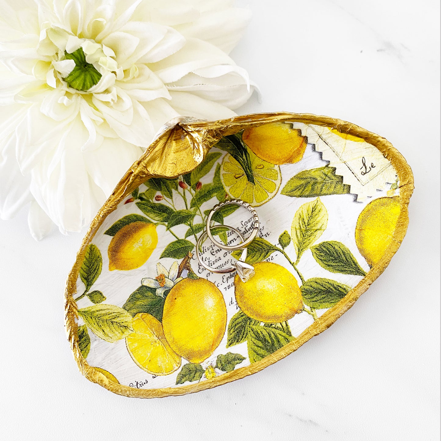 Lemon Yellow Clam Shell Trinket Dish