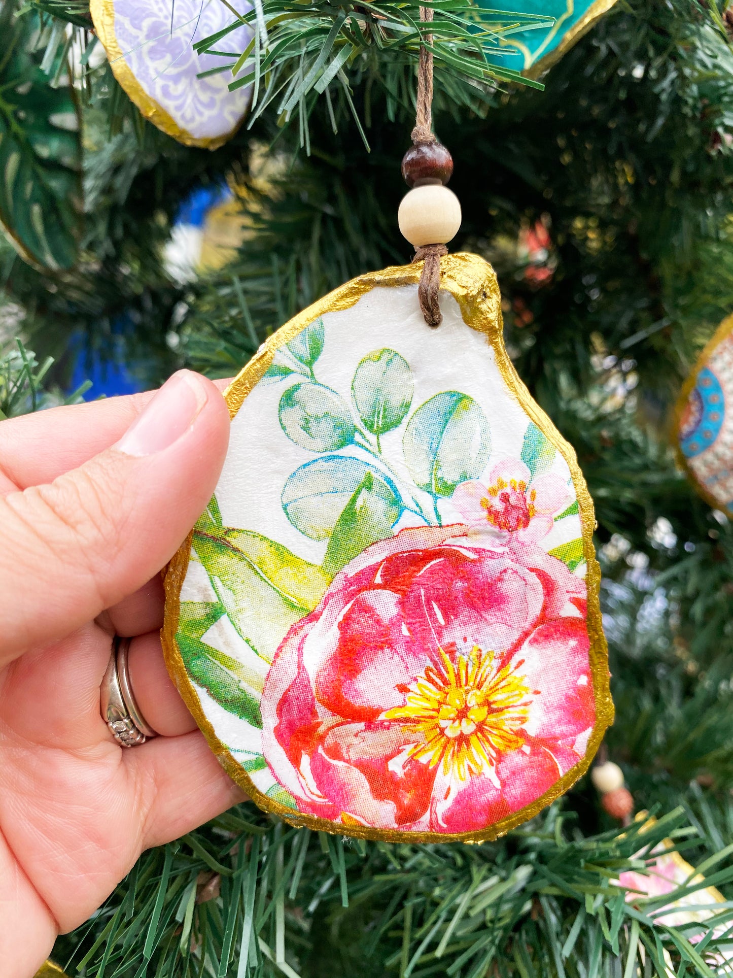 Oyster Shell Christmas Ornaments Custom Order Request, Made to order, Decoupage Seashell Christmas Ornament