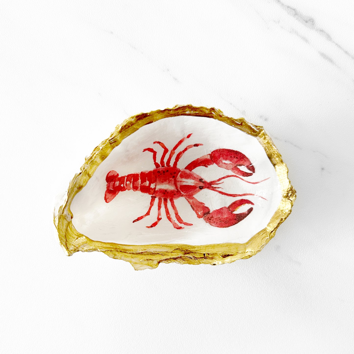Sea Life Crab, Lobster, Octopus, Fish Decoupage Oyster Shell Trinket