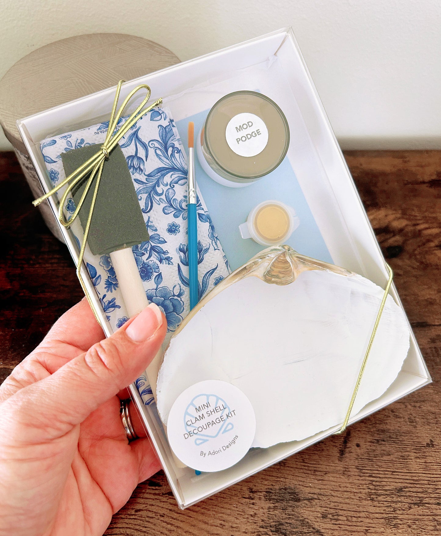 DIY Clam Shell Shades of Blue Mini Decoupage Kit