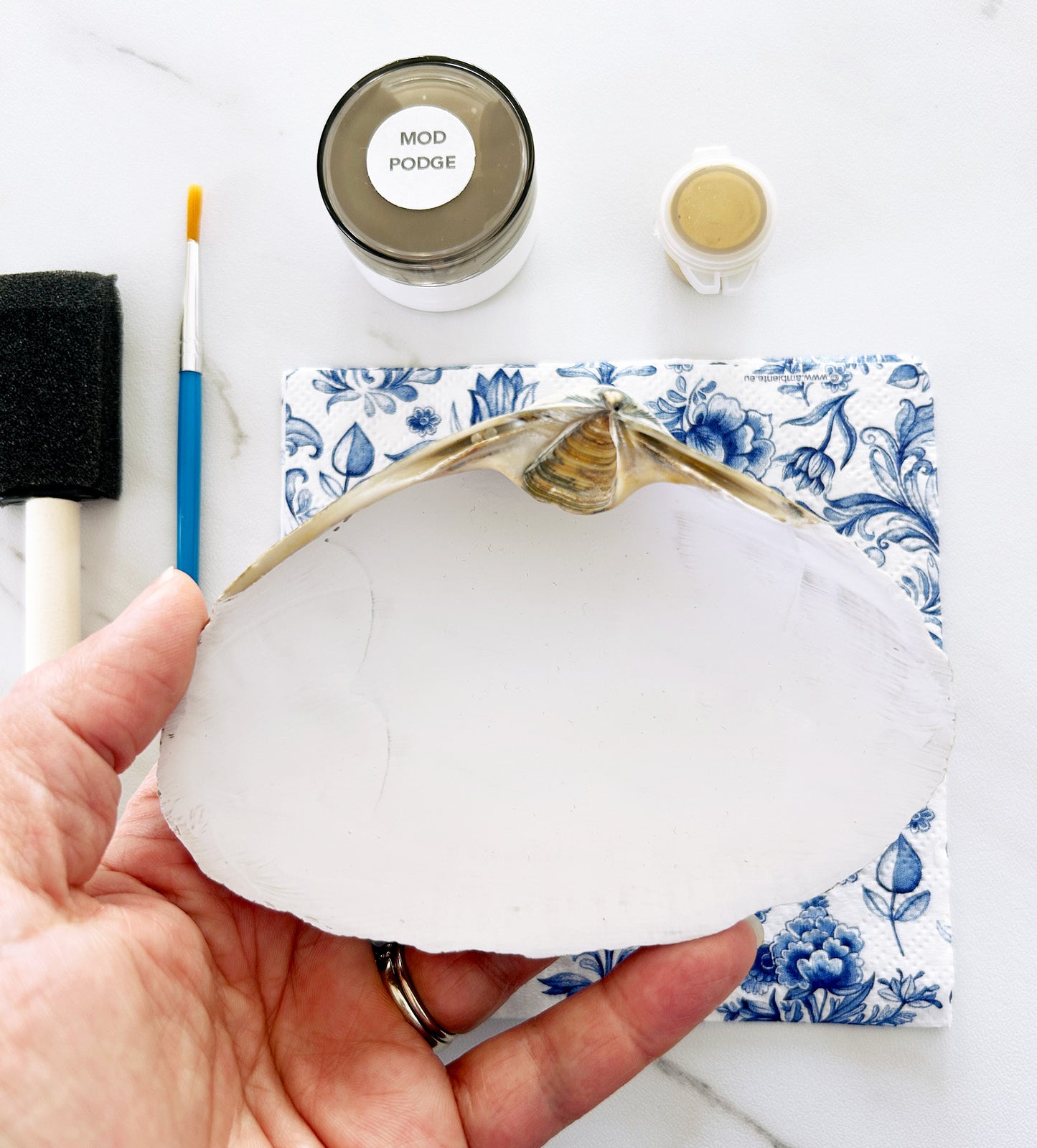 DIY Clam Shell Shades of Blue Mini Decoupage Kit