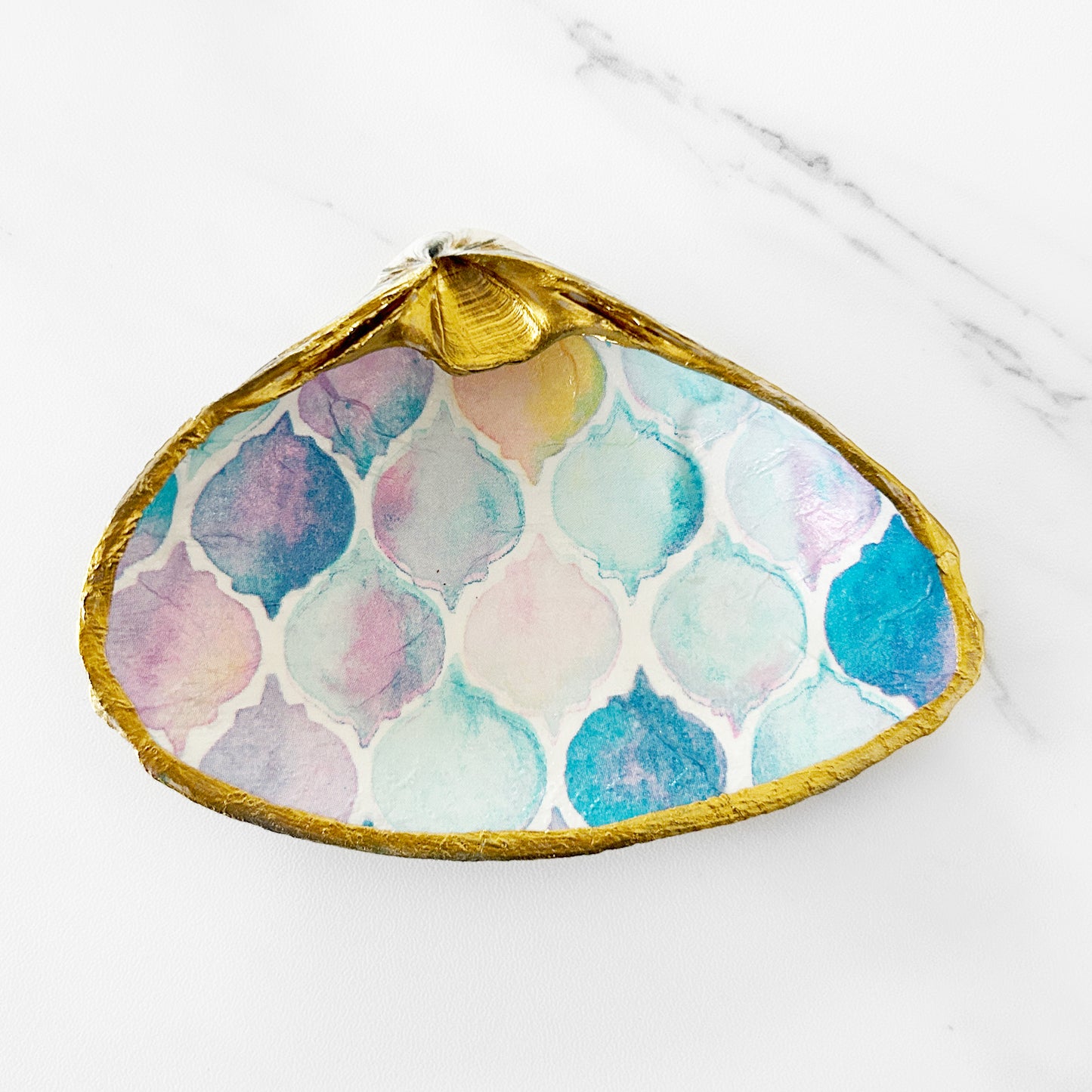 Pastel Watercolor Pattern Decoupage Clam Shell