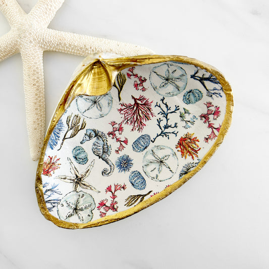 Under the Sea Decoupage Clam Shell Trinket Dish