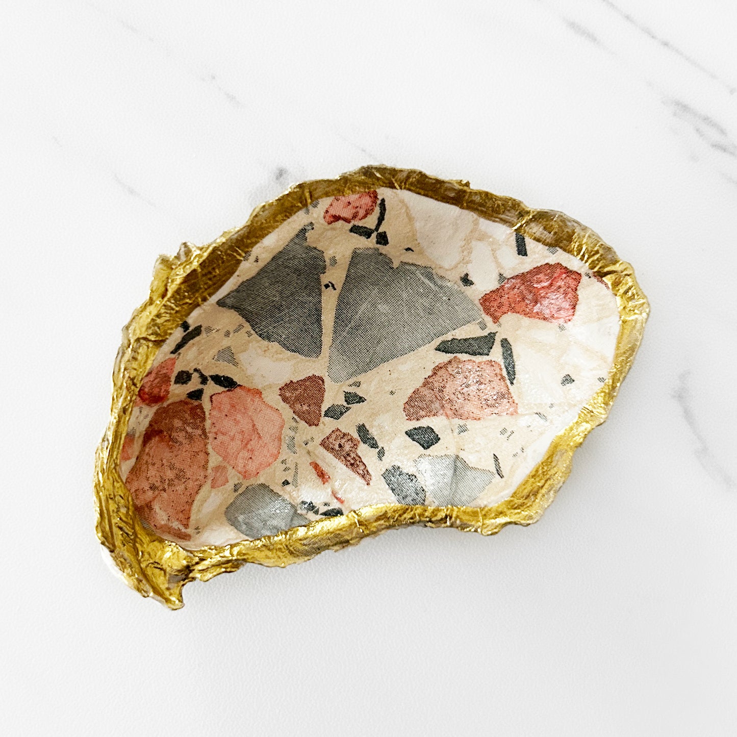 Terrazzo Stone Pattern Oyster Shell Trinket