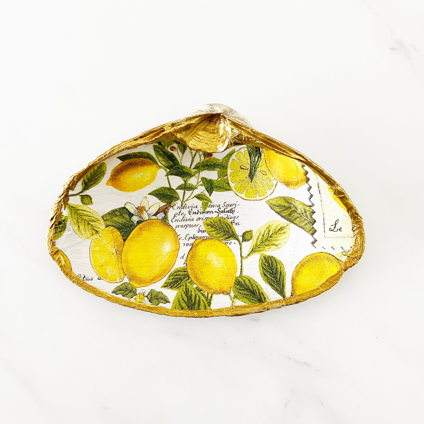 Lemon Yellow Clam Shell Trinket Dish