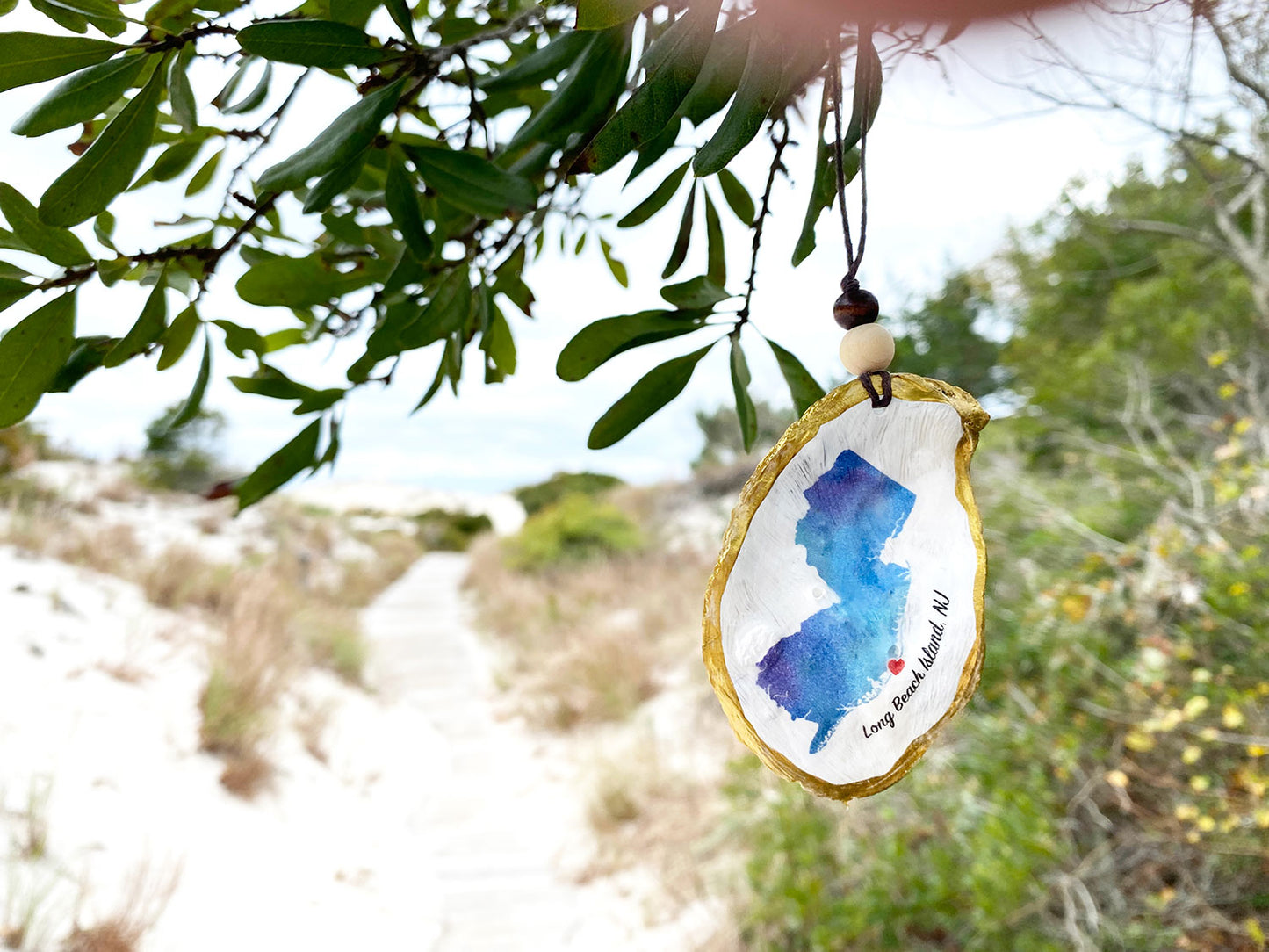 Custom New Jersey Oyster Shell Ornament With Personalized City