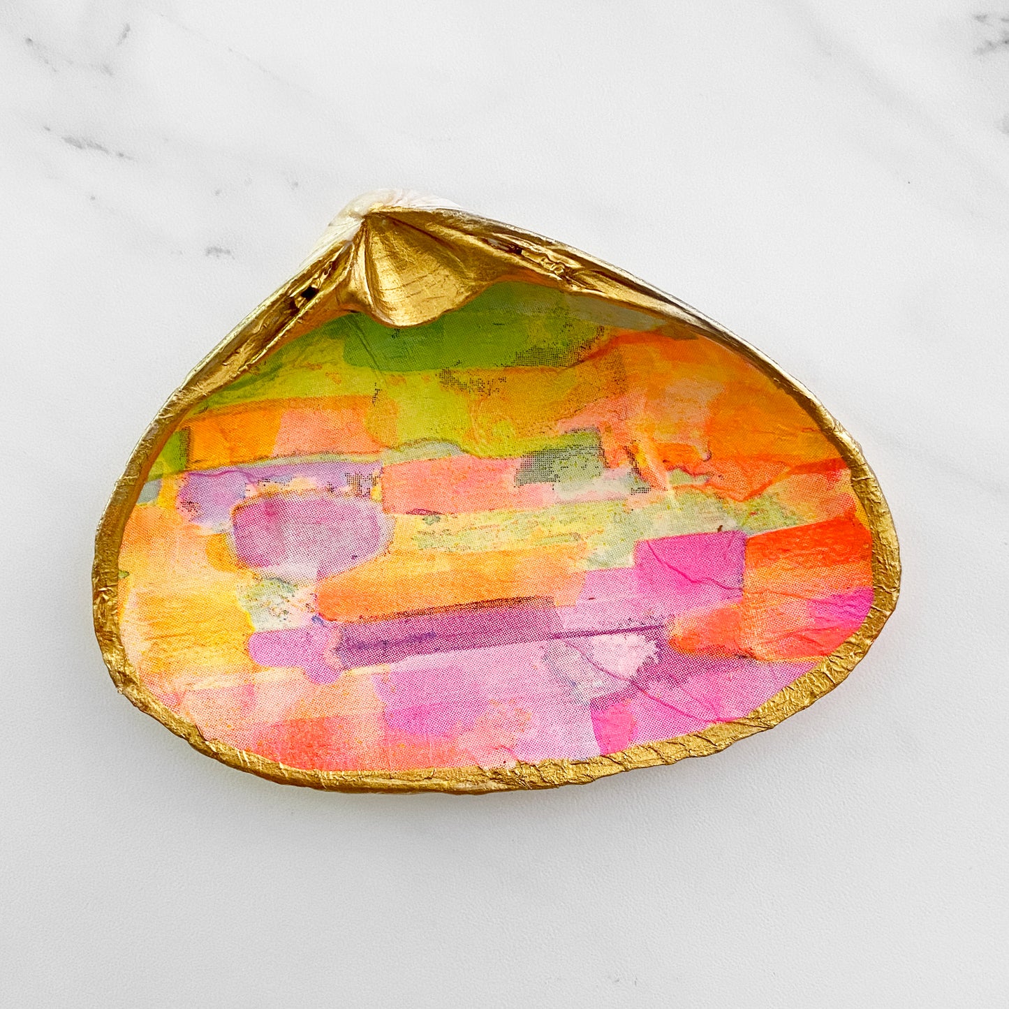 Colorful Paint Strokes Decoupage Clam Shell