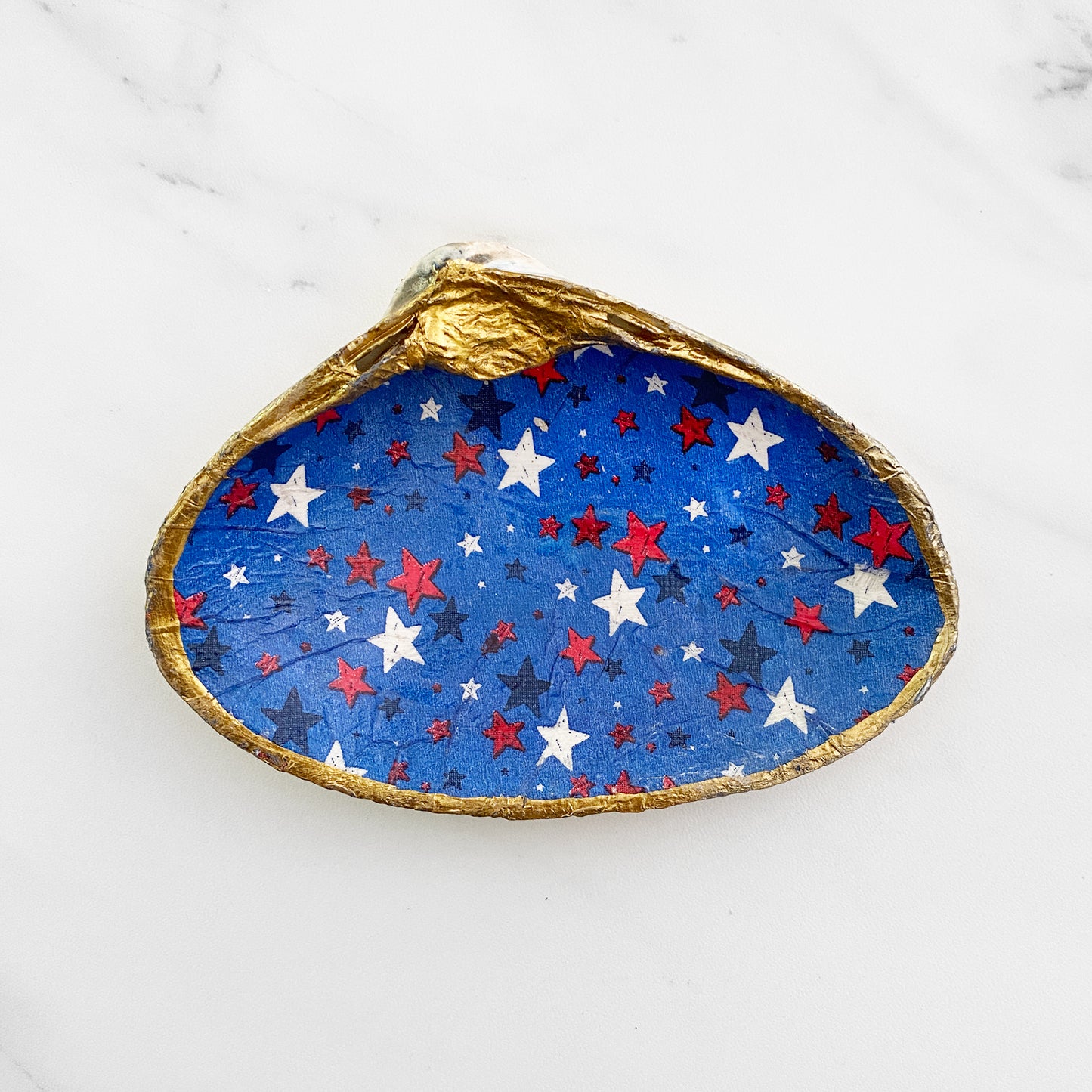 Patriotic Stars Flag Decoupage Clam Shell