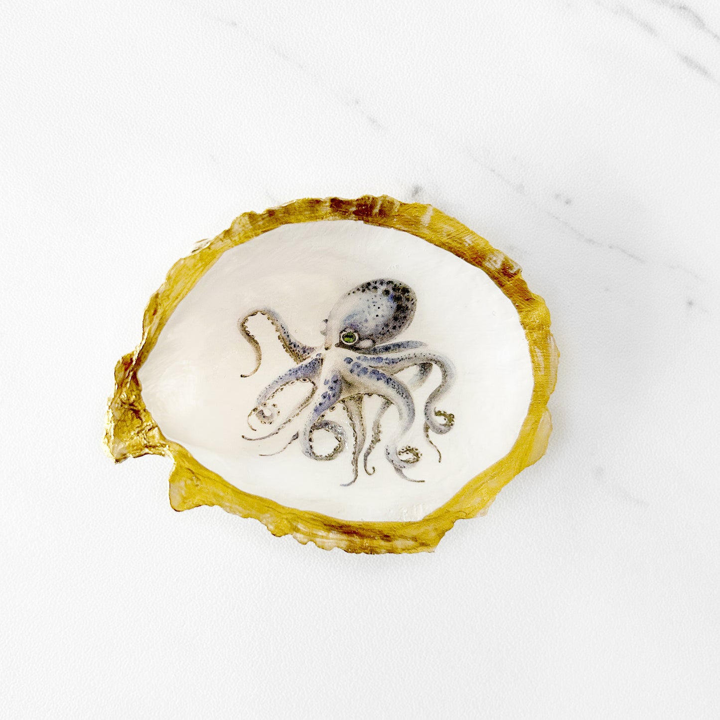 Sea Life Crab, Lobster, Octopus, Fish Decoupage Oyster Shell Trinket